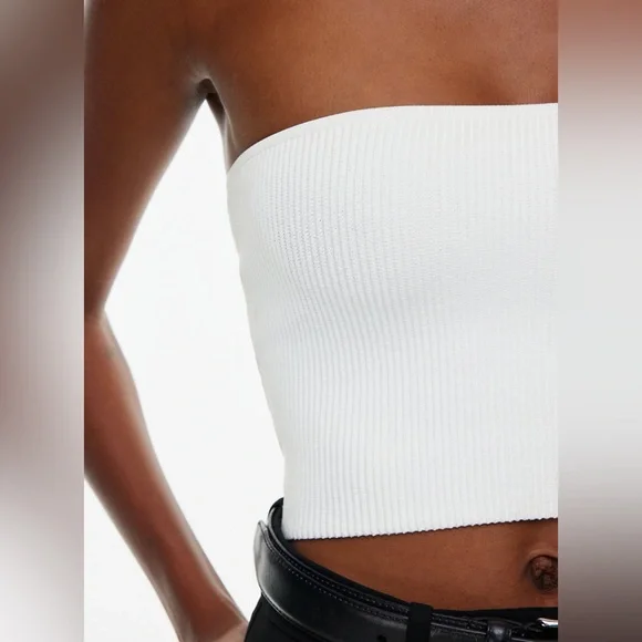 White Sculpt Knit Cropped Tube - Babaton - Picture 4 of 5